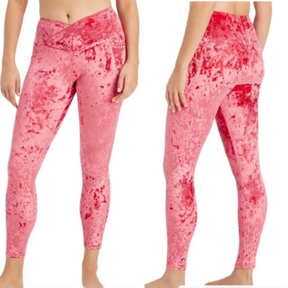 Fabletics High Waisted Crushed Velour Crossover Leggings Size L Velvet - Picture 9 of 9